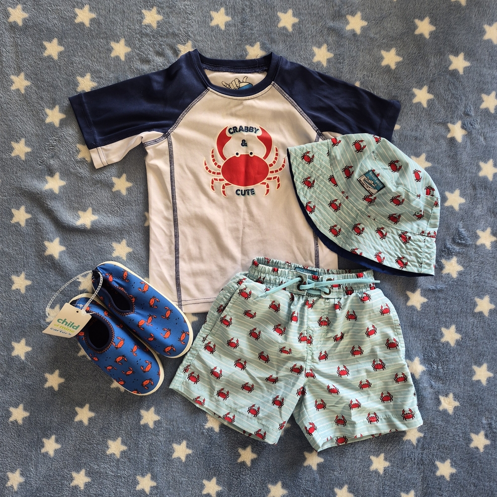 Crab Print Boys Rash Guard Set